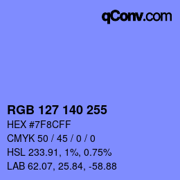 カラーコード: RGB 127 140 255 | qconv.com