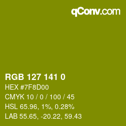 Color code: RGB 127 141 0 | qconv.com