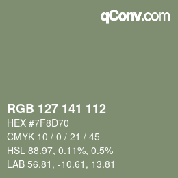 Farbcode: RGB 127 141 112 | qconv.com