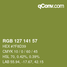 Color code: RGB 127 141 57 | qconv.com