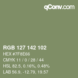 Farbcode: RGB 127 142 102 | qconv.com