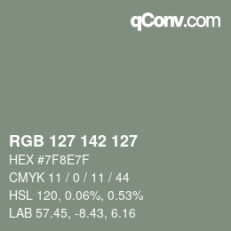 Color code: RGB 127 142 127 | qconv.com