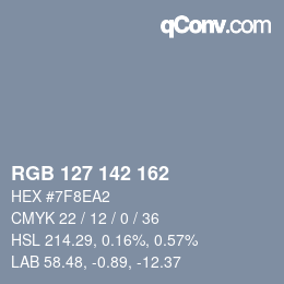カラーコード: RGB 127 142 162 | qconv.com