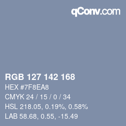 Color code: RGB 127 142 168 | qconv.com