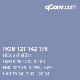 Color code: RGB 127 142 178 | qconv.com