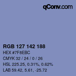 Color code: RGB 127 142 188 | qconv.com