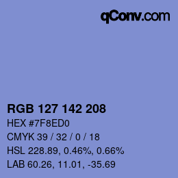 Color code: RGB 127 142 208 | qconv.com