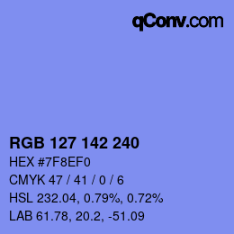 Color code: RGB 127 142 240 | qconv.com