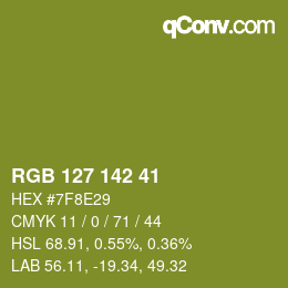 Color code: RGB 127 142 41 | qconv.com