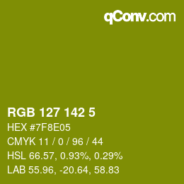 Color code: RGB 127 142 5 | qconv.com