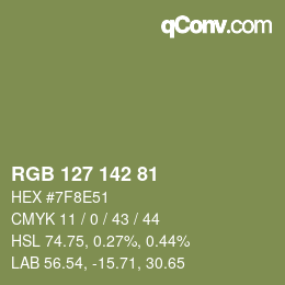 Color code: RGB 127 142 81 | qconv.com