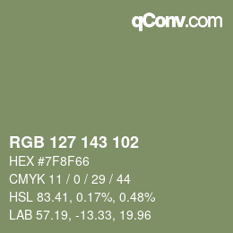 カラーコード: RGB 127 143 102 | qconv.com