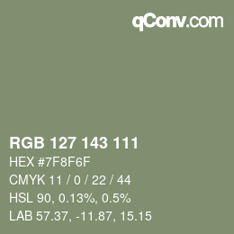 Color code: RGB 127 143 111 | qconv.com