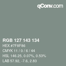 カラーコード: RGB 127 143 134 | qconv.com