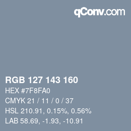 颜色代码: RGB 127 143 160 | qconv.com