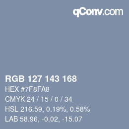 Color code: RGB 127 143 168 | qconv.com
