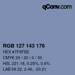カラーコード: RGB 127 143 178 | qconv.com