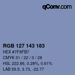 カラーコード: RGB 127 143 183 | qconv.com