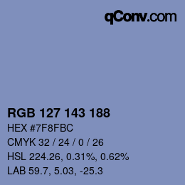Color code: RGB 127 143 188 | qconv.com