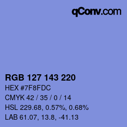 カラーコード: RGB 127 143 220 | qconv.com
