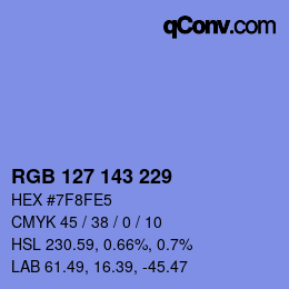 Color code: RGB 127 143 229 | qconv.com