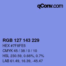 Color code: RGB 127 143 229 | qconv.com