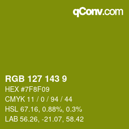 Color code: RGB 127 143 9 | qconv.com