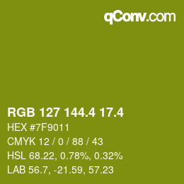 カラーコード: RGB 127 144.4 17.4 | qconv.com