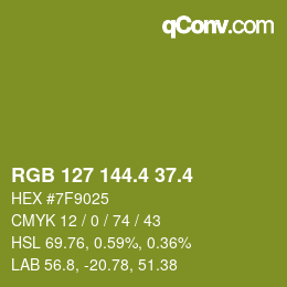 カラーコード: RGB 127 144.4 37.4 | qconv.com