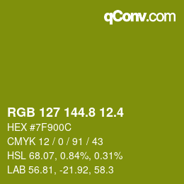 カラーコード: RGB 127 144.8 12.4 | qconv.com