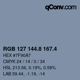 カラーコード: RGB 127 144.8 167.4 | qconv.com