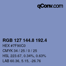 カラーコード: RGB 127 144.8 192.4 | qconv.com