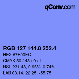 カラーコード: RGB 127 144.8 252.4 | qconv.com