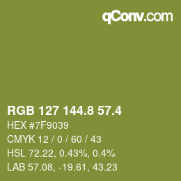 カラーコード: RGB 127 144.8 57.4 | qconv.com