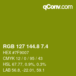 カラーコード: RGB 127 144.8 7.4 | qconv.com