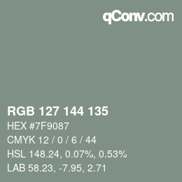 颜色代码: RGB 127 144 135 | qconv.com
