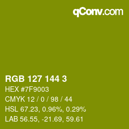 颜色代码: RGB 127 144 3 | qconv.com