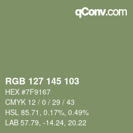 Color code: RGB 127 145 103 | qconv.com