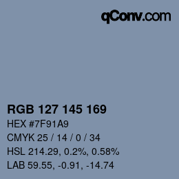 Código de color: RGB 127 145 169 | qconv.com