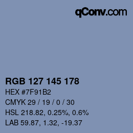 颜色代码: RGB 127 145 178 | qconv.com