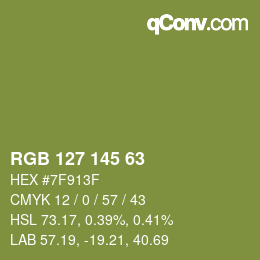 Color code: RGB 127 145 63 | qconv.com