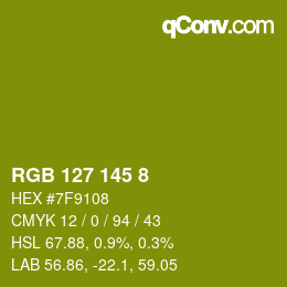 Color code: RGB 127 145 8 | qconv.com