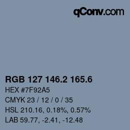 カラーコード: RGB 127 146.2 165.6 | qconv.com