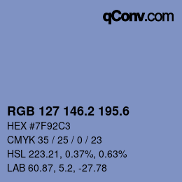 カラーコード: RGB 127 146.2 195.6 | qconv.com