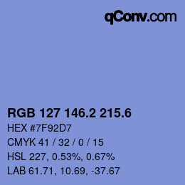 カラーコード: RGB 127 146.2 215.6 | qconv.com