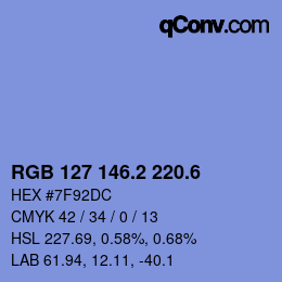 カラーコード: RGB 127 146.2 220.6 | qconv.com