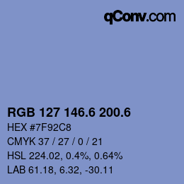 カラーコード: RGB 127 146.6 200.6 | qconv.com