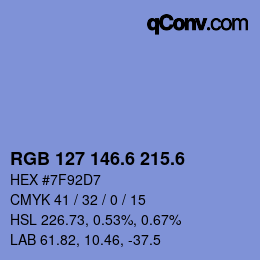 カラーコード: RGB 127 146.6 215.6 | qconv.com