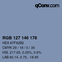 Color code: RGB 127 146 178 | qconv.com