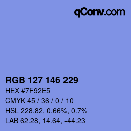 Color code: RGB 127 146 229 | qconv.com
